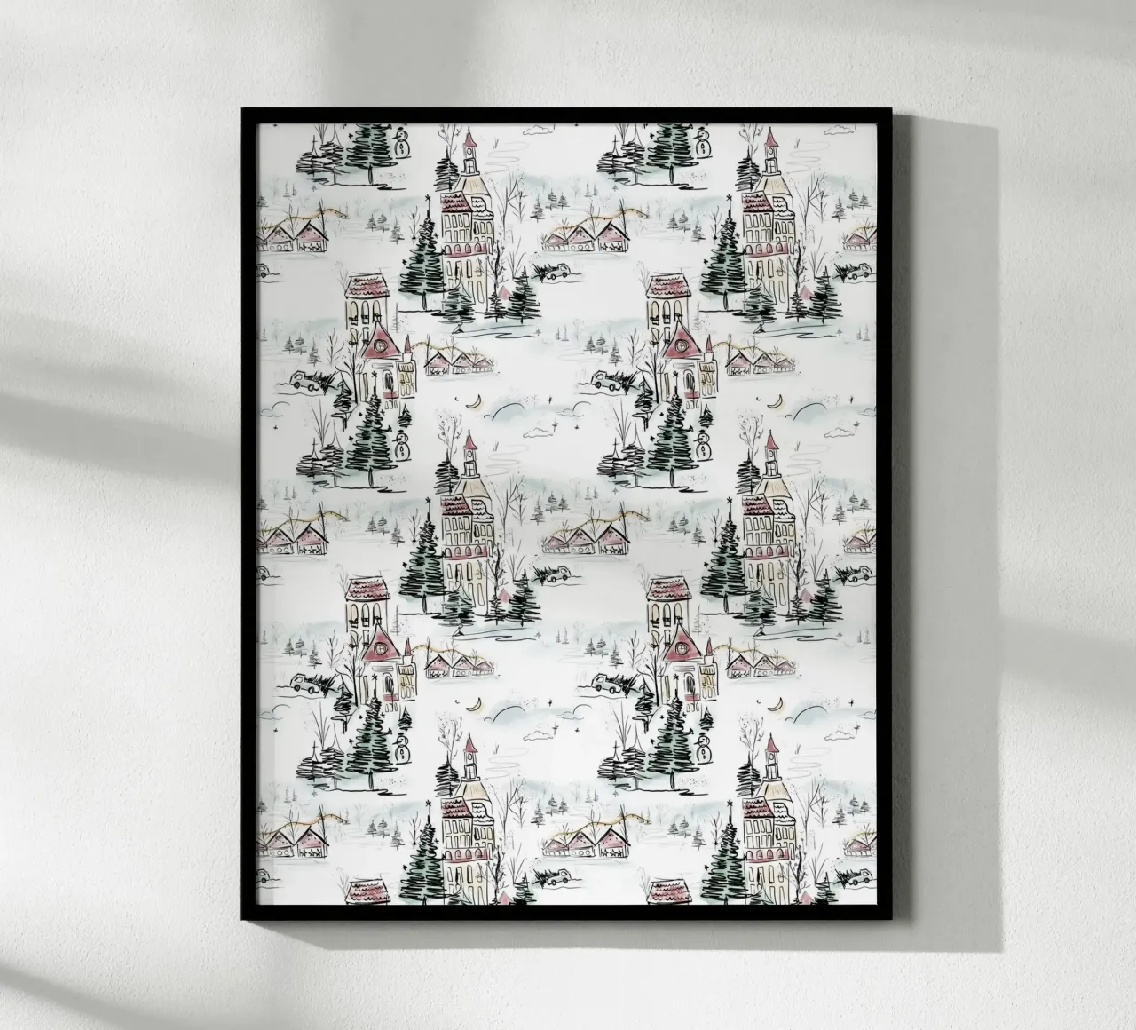 Winter Scene Christmas Pattern poster da anisillustration