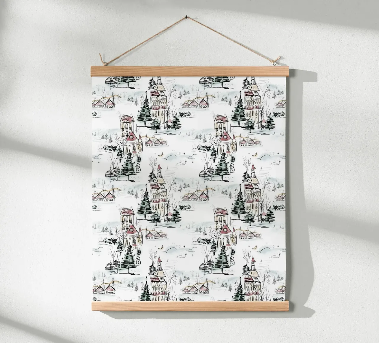 Winter Scene Christmas Pattern poster da anisillustration