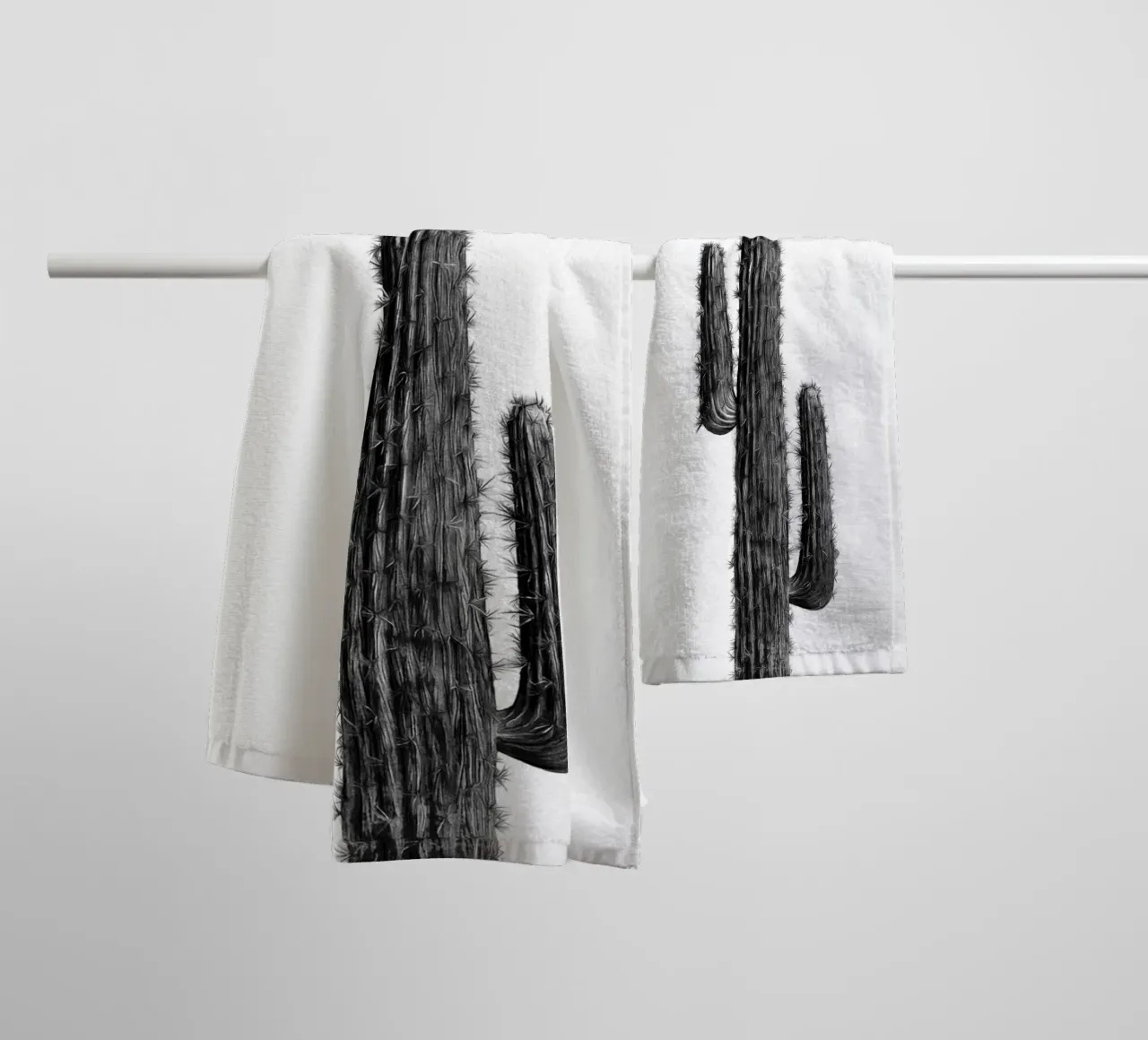 Cactus in bianco e nero 01 asciugamano da bagno da amini54