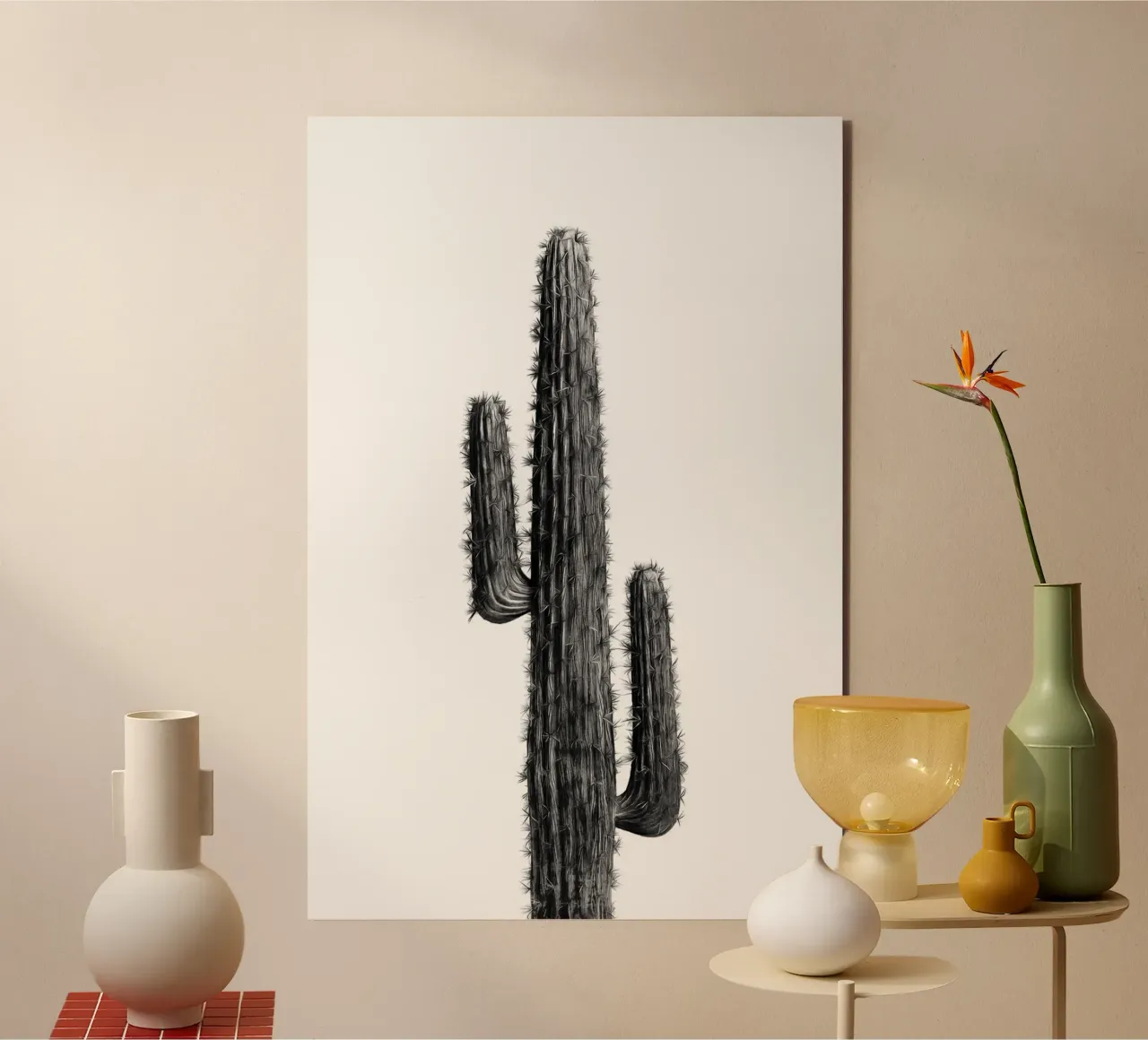 Cactus in bianco e nero 01 alluminio dibond da amini54