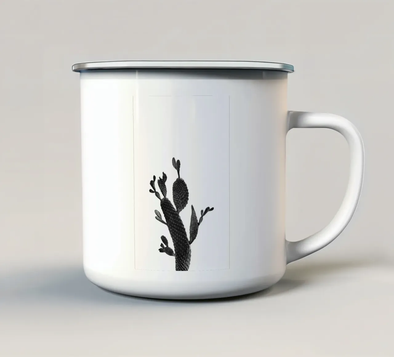 Cactus in bianco e nero 02 tazza in smalto da amini54