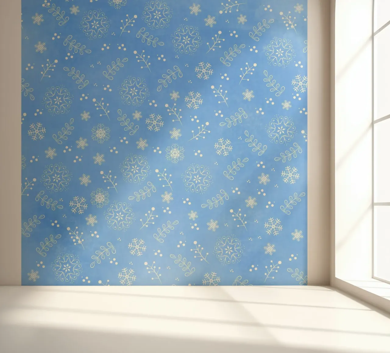 Winterpatroon van gestileerde sneeuwvlokken en ijskristallen fotobehang van CalliLetters
