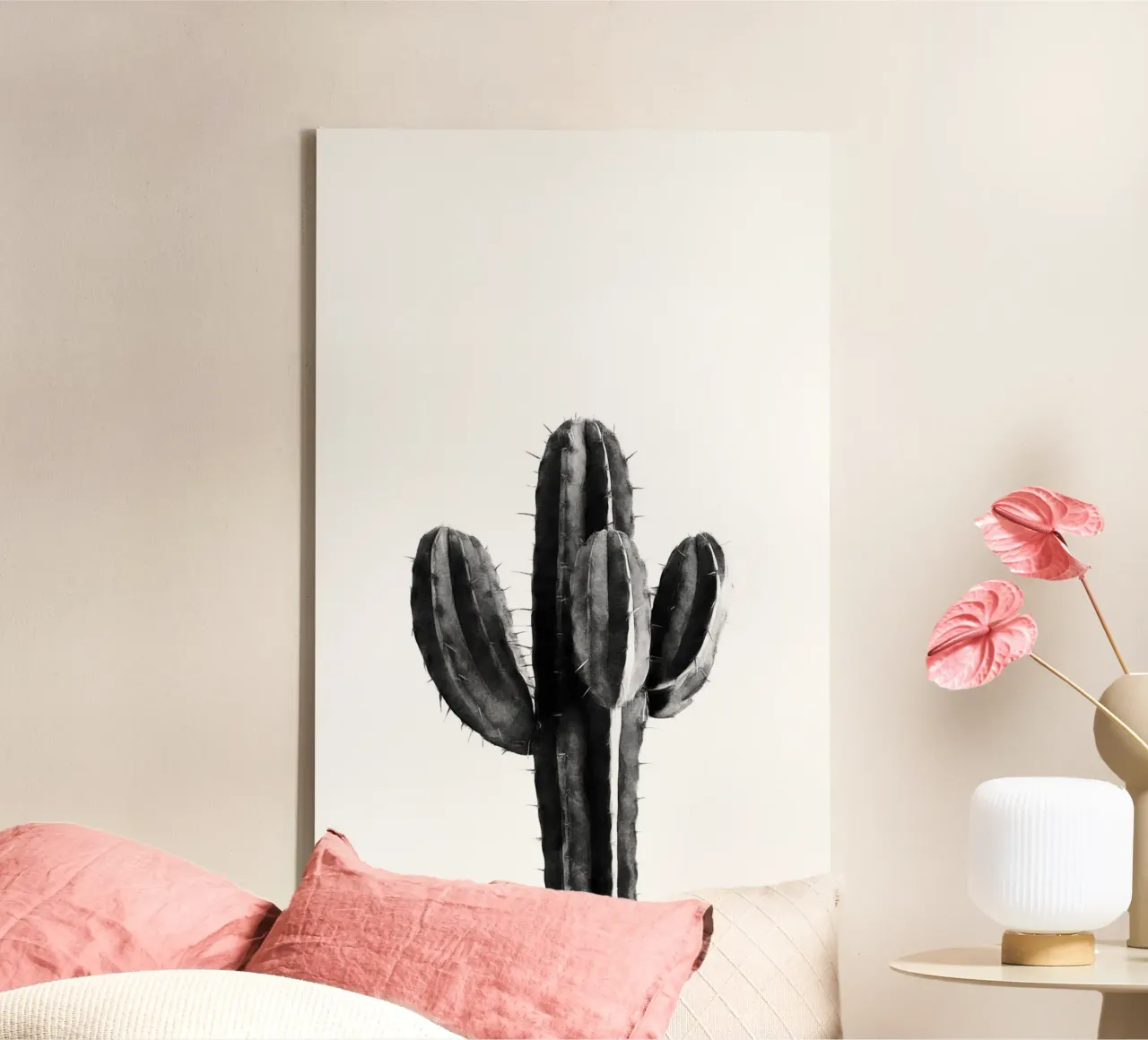 Cactus in bianco e nero 03 tela con Cornice a cassetta da amini54