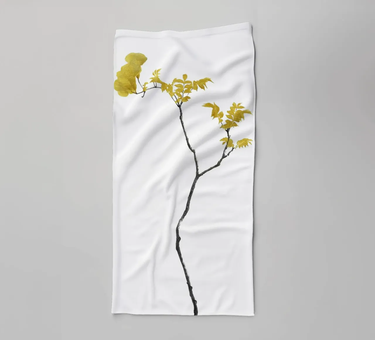 Flower Minimal Black and Gold 01 towel by amini54