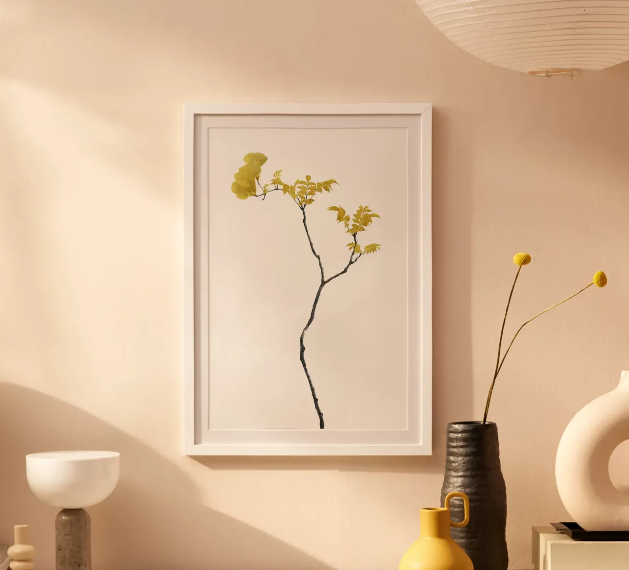 Bloem Minimal Zwart en Goud 01 poster van amini54