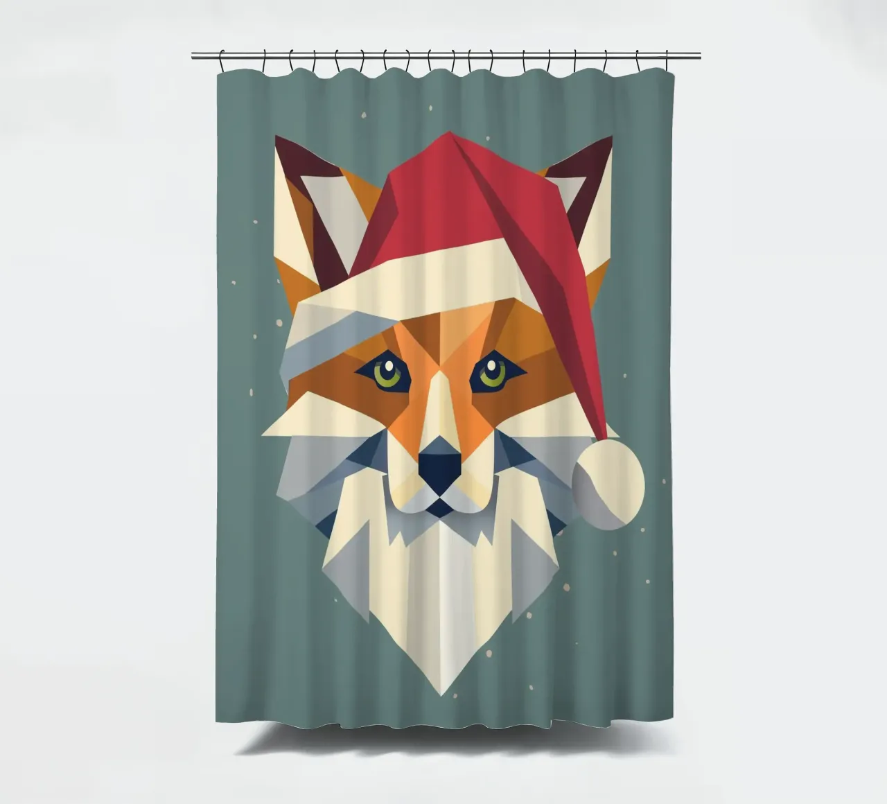 Cheerful Christmas fox - Art for Christmas shower curtain by namosh