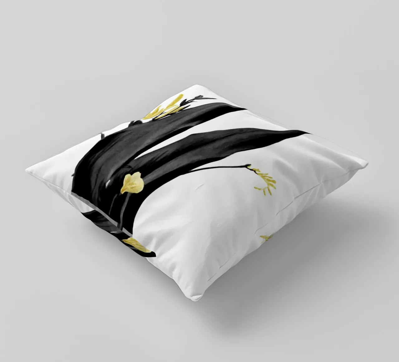 Blume Minimal Schwarz und Gold 03 Kissen von amini54