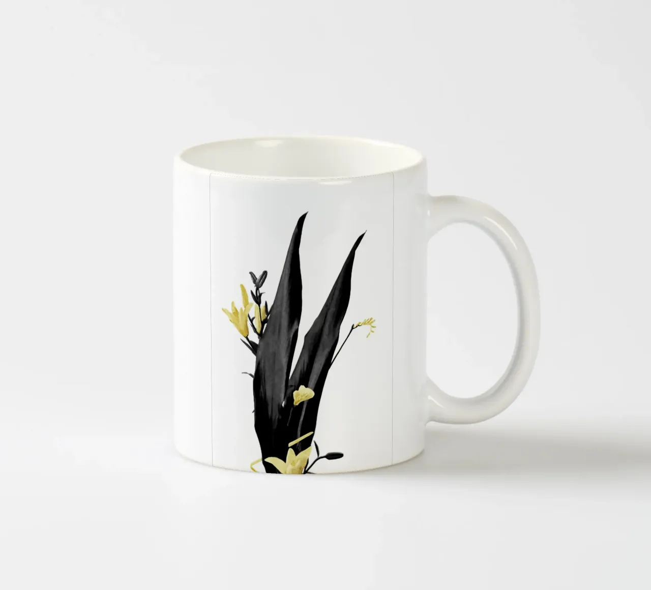 Bloem Minimal Zwart en Goud 03 keramische mok van amini54