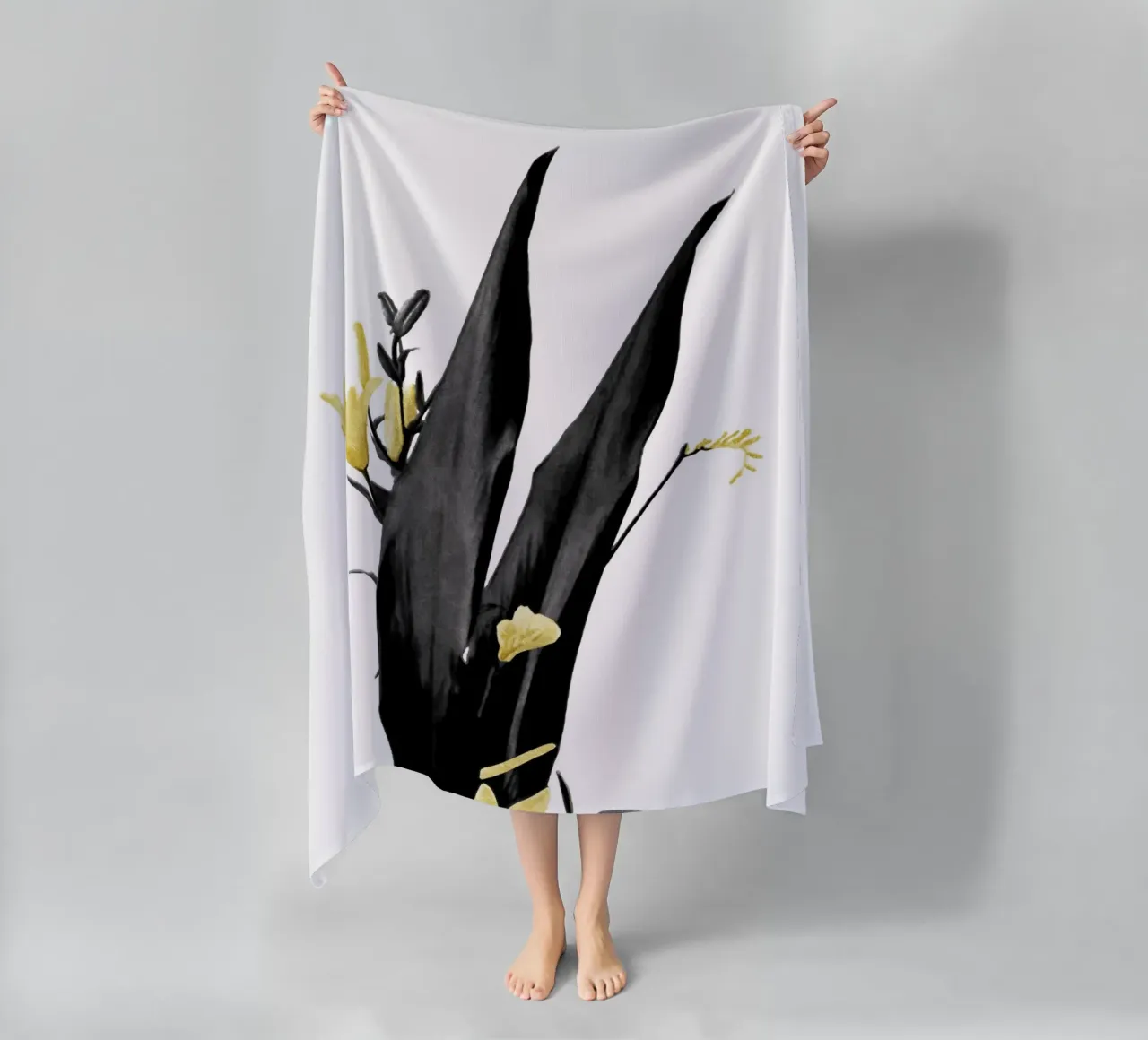 Fiore minimalista nero e oro 03 telo mare da amini54