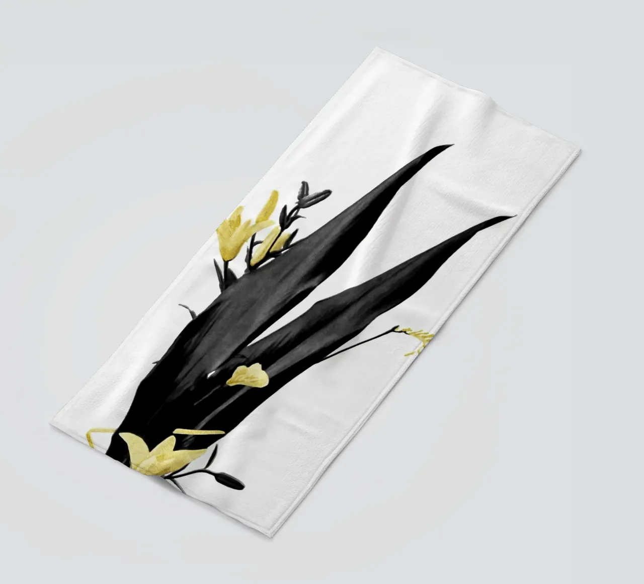 Fiore minimalista nero e oro 03 telo mare da amini54