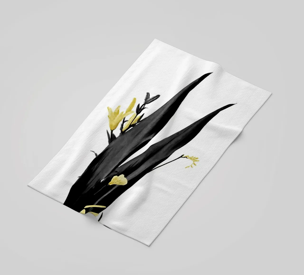 Fiore minimalista nero e oro 03 telo mare da amini54