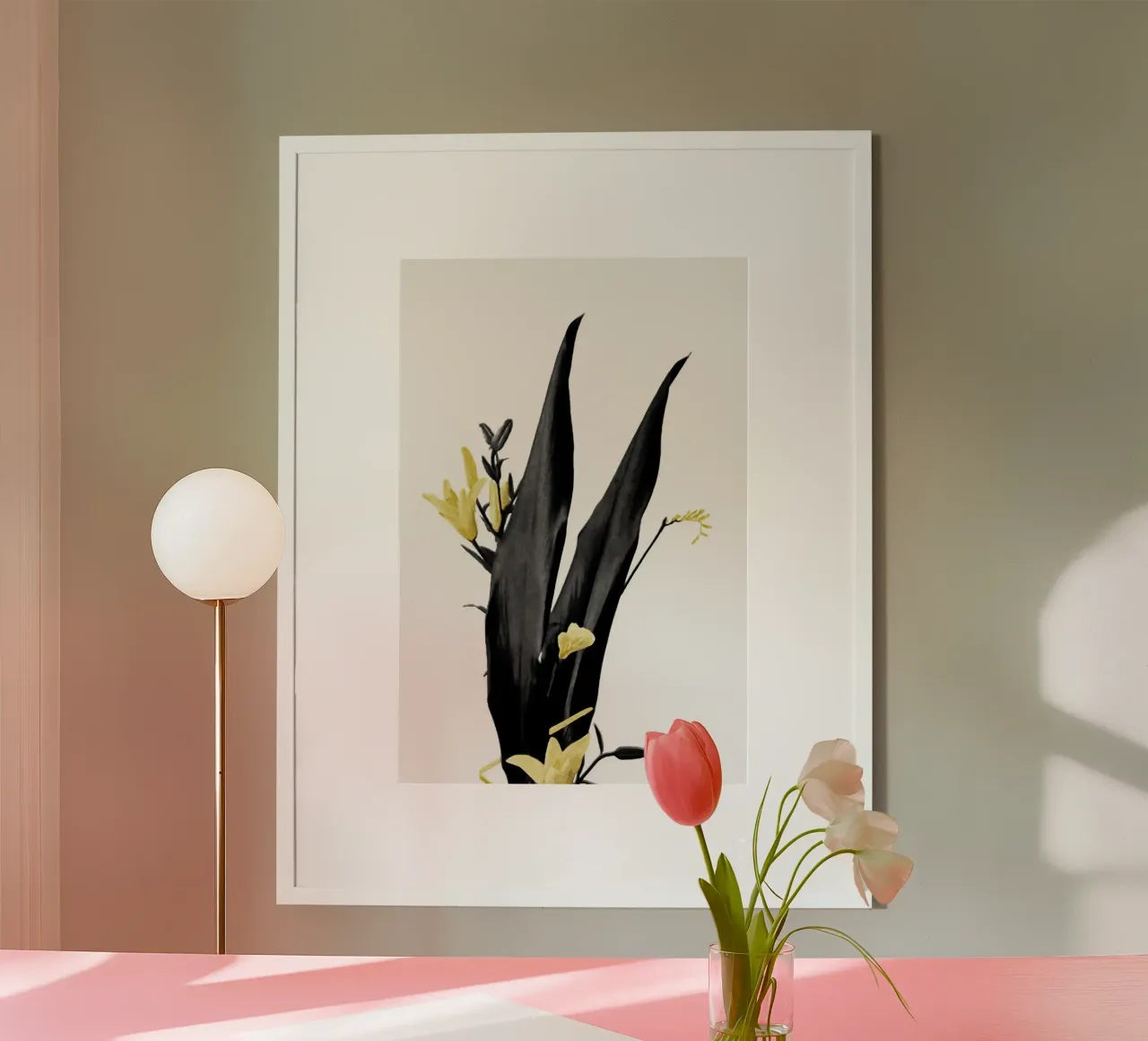Flower Minimal Black and Gold 03 hahnemühle by amini54