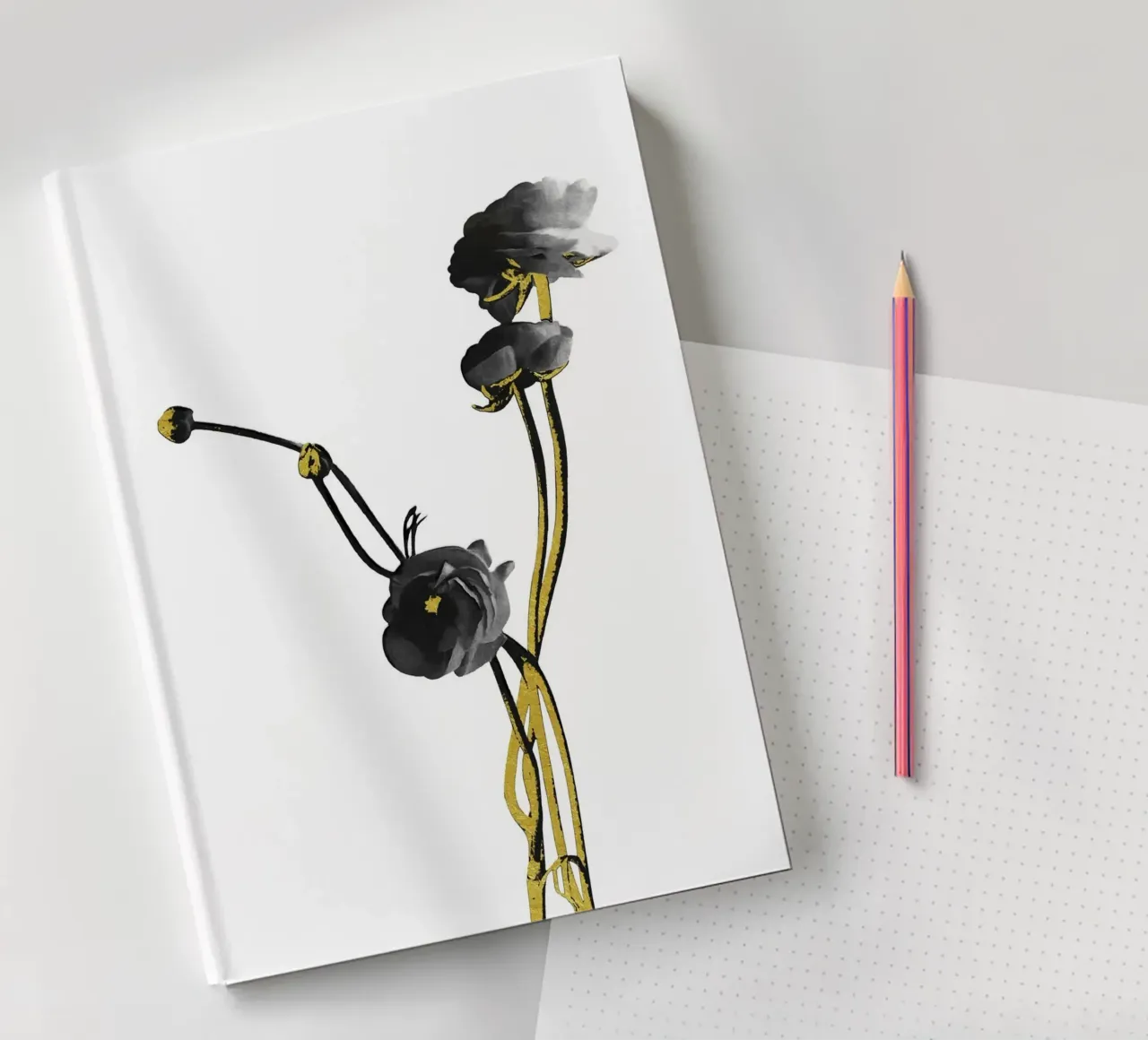 Flower Minimal Black and Gold 04 notebook by amini54