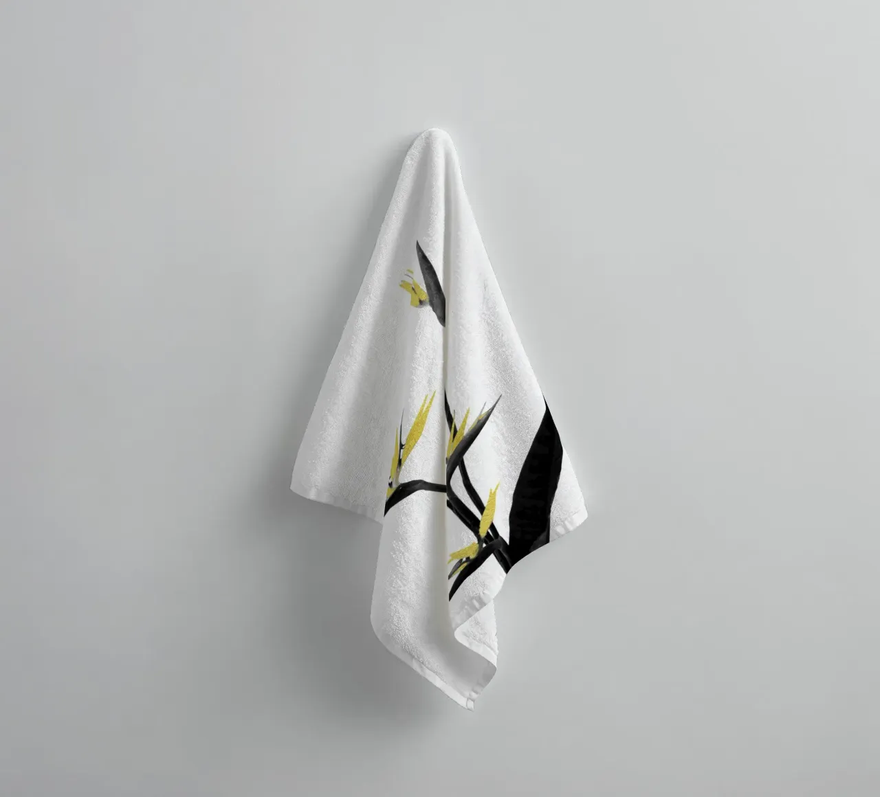 Bloem Minimal Zwart en Goud 05 badhanddoek van amini54