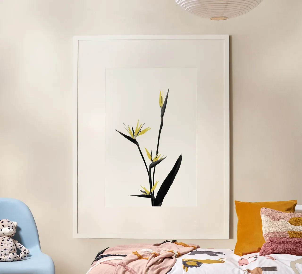 Bloem Minimal Zwart en Goud 05 poster van amini54