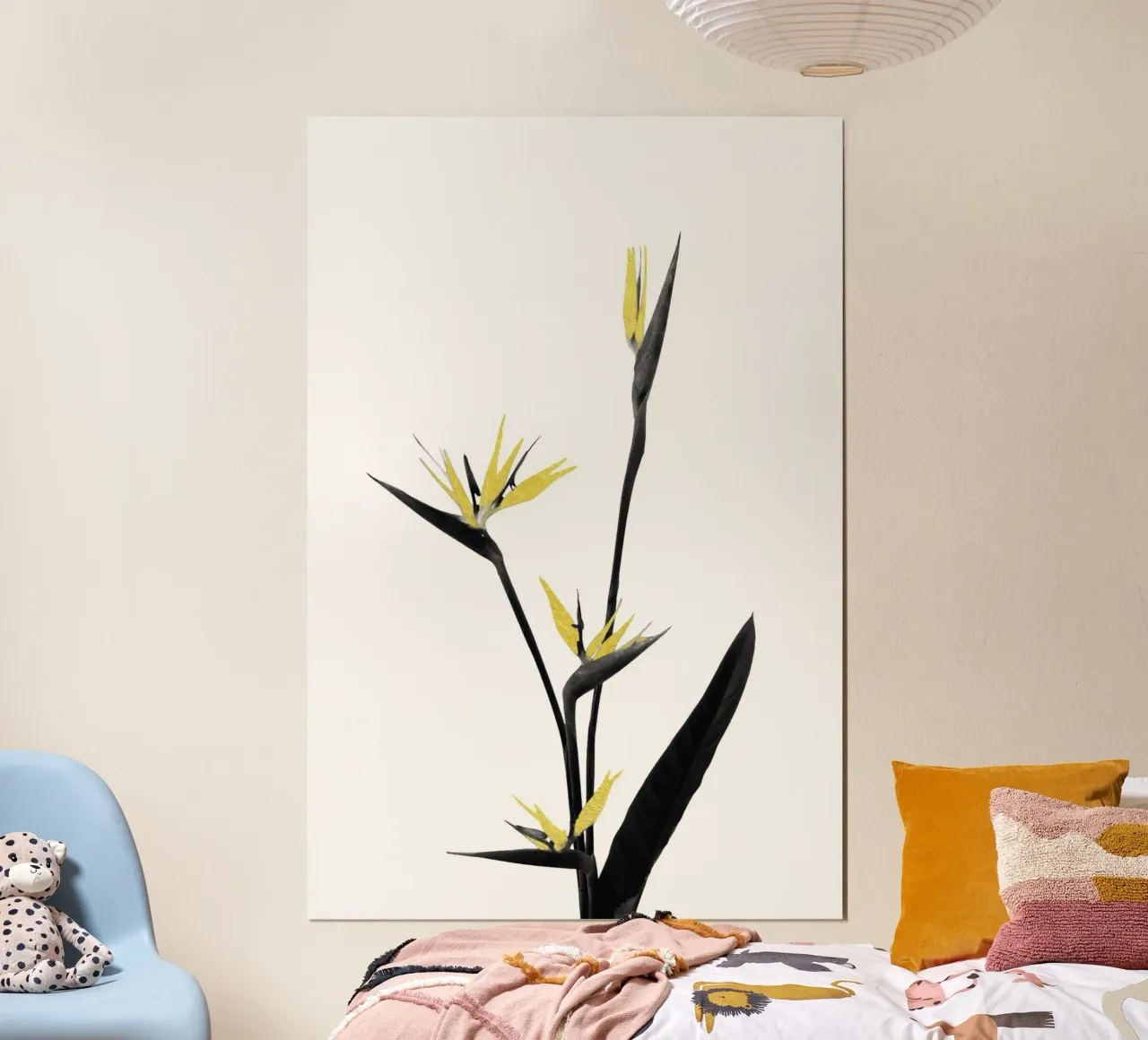Bloem Minimal Zwart en Goud 05 poster van amini54