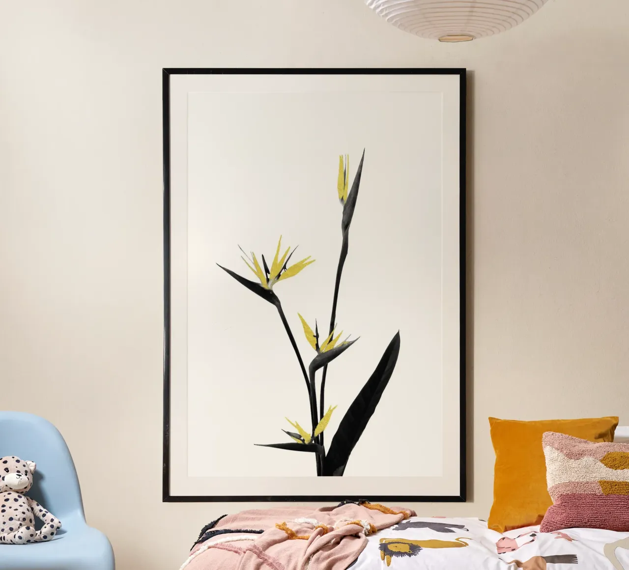 Bloem Minimal Zwart en Goud 05 poster van amini54