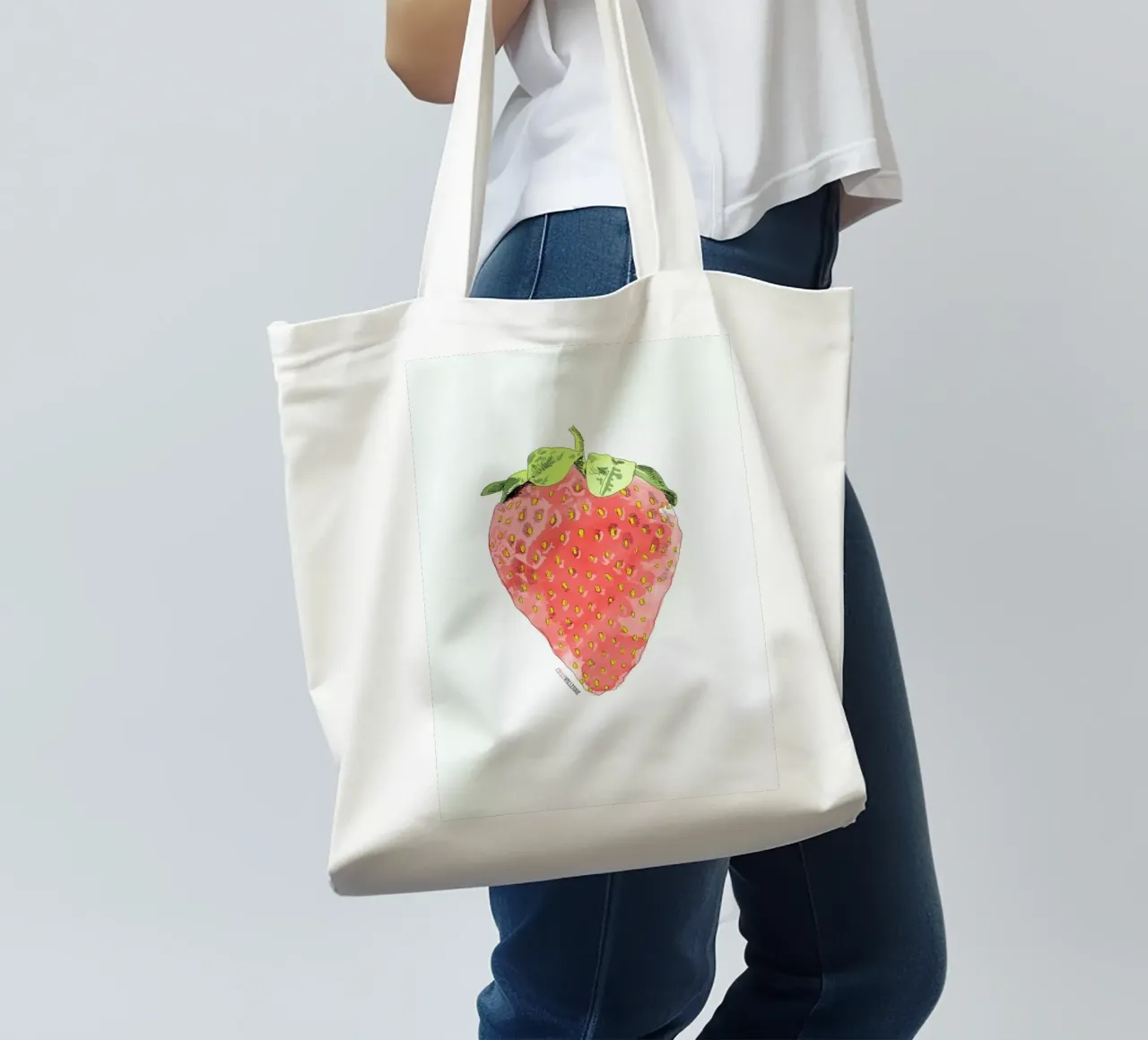 Fraise tote bag de La Belette Rose