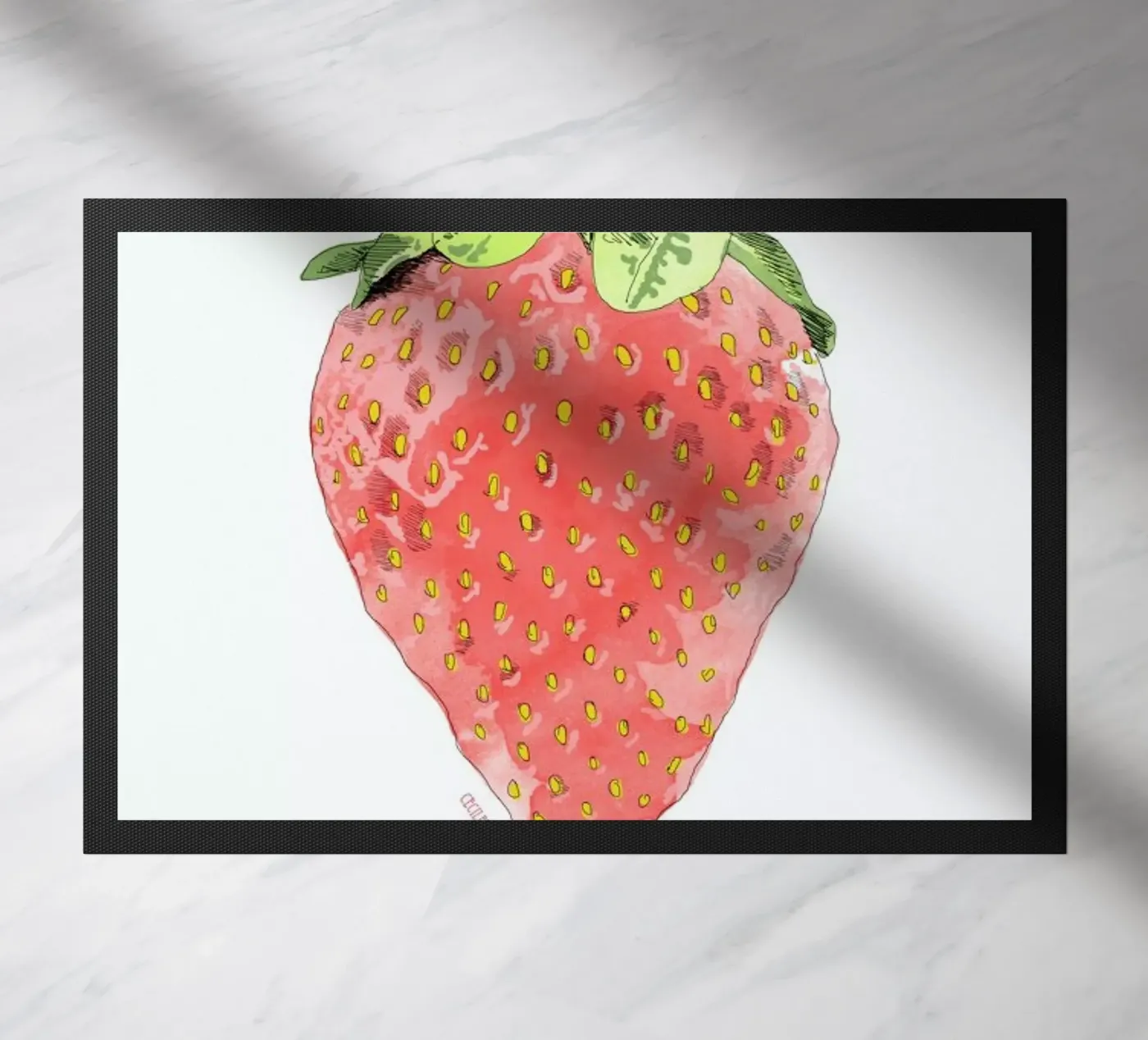 Fraise doormat by La Belette Rose