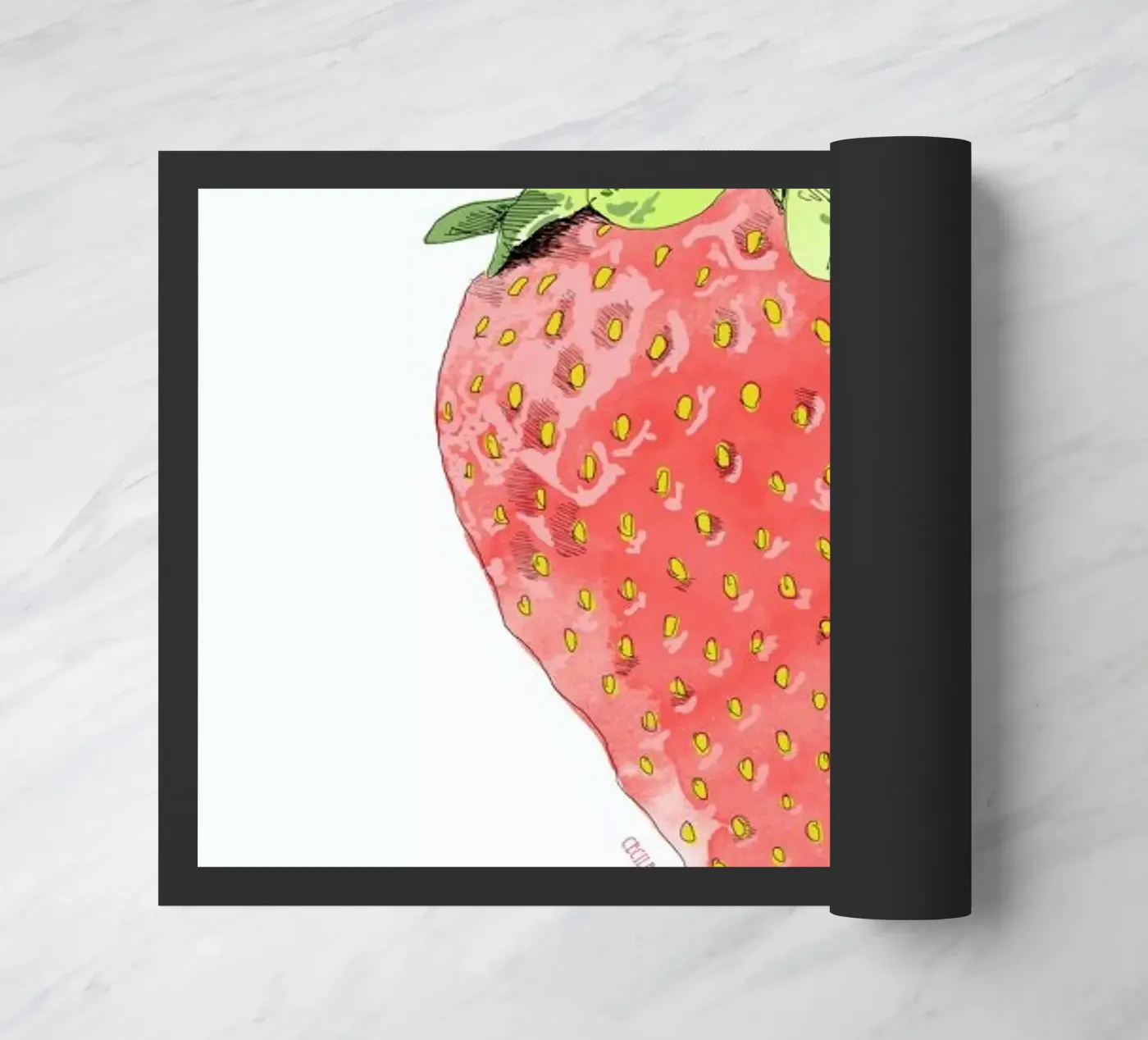 Fraise doormat by La Belette Rose