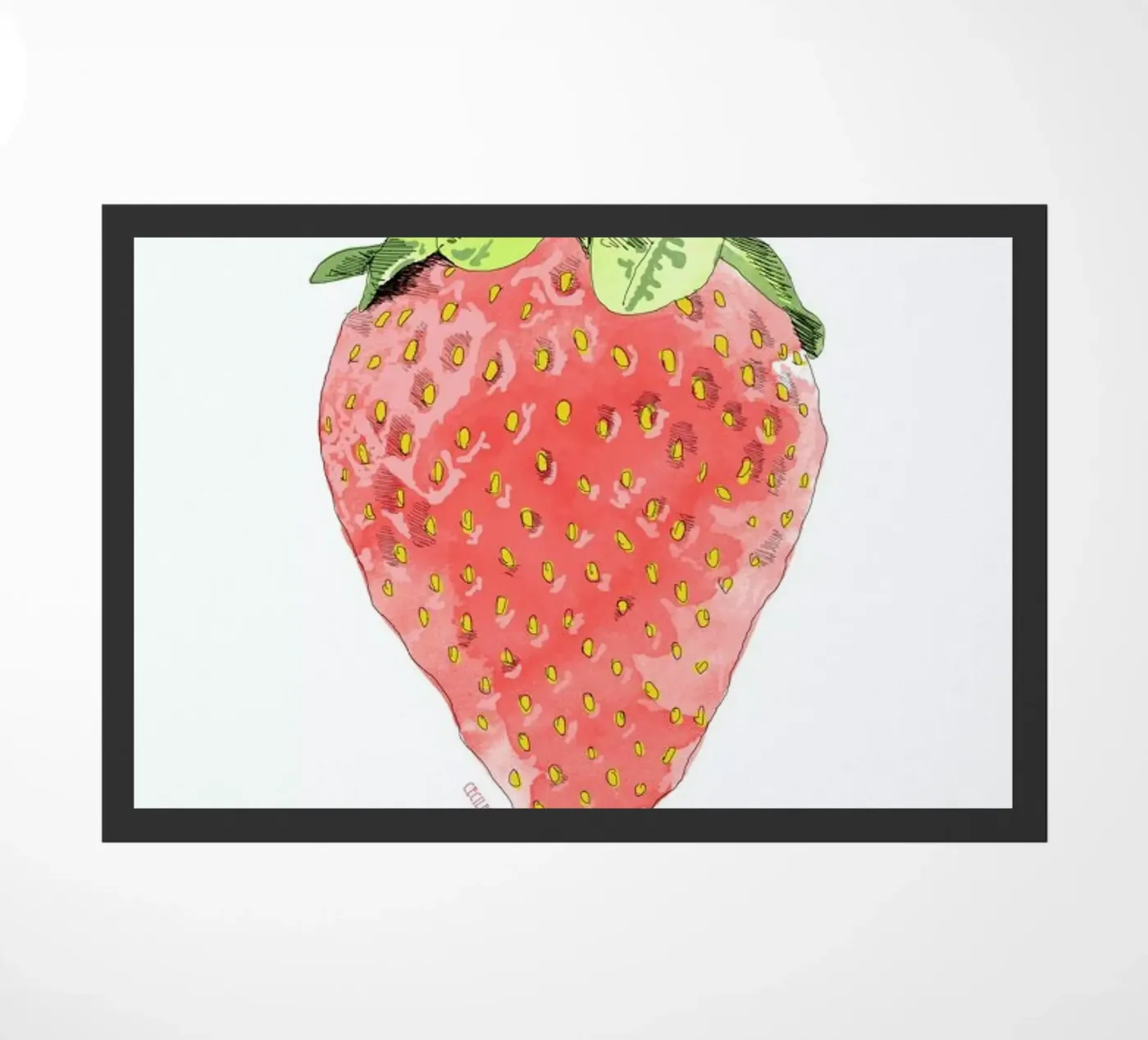 Fraise doormat by La Belette Rose