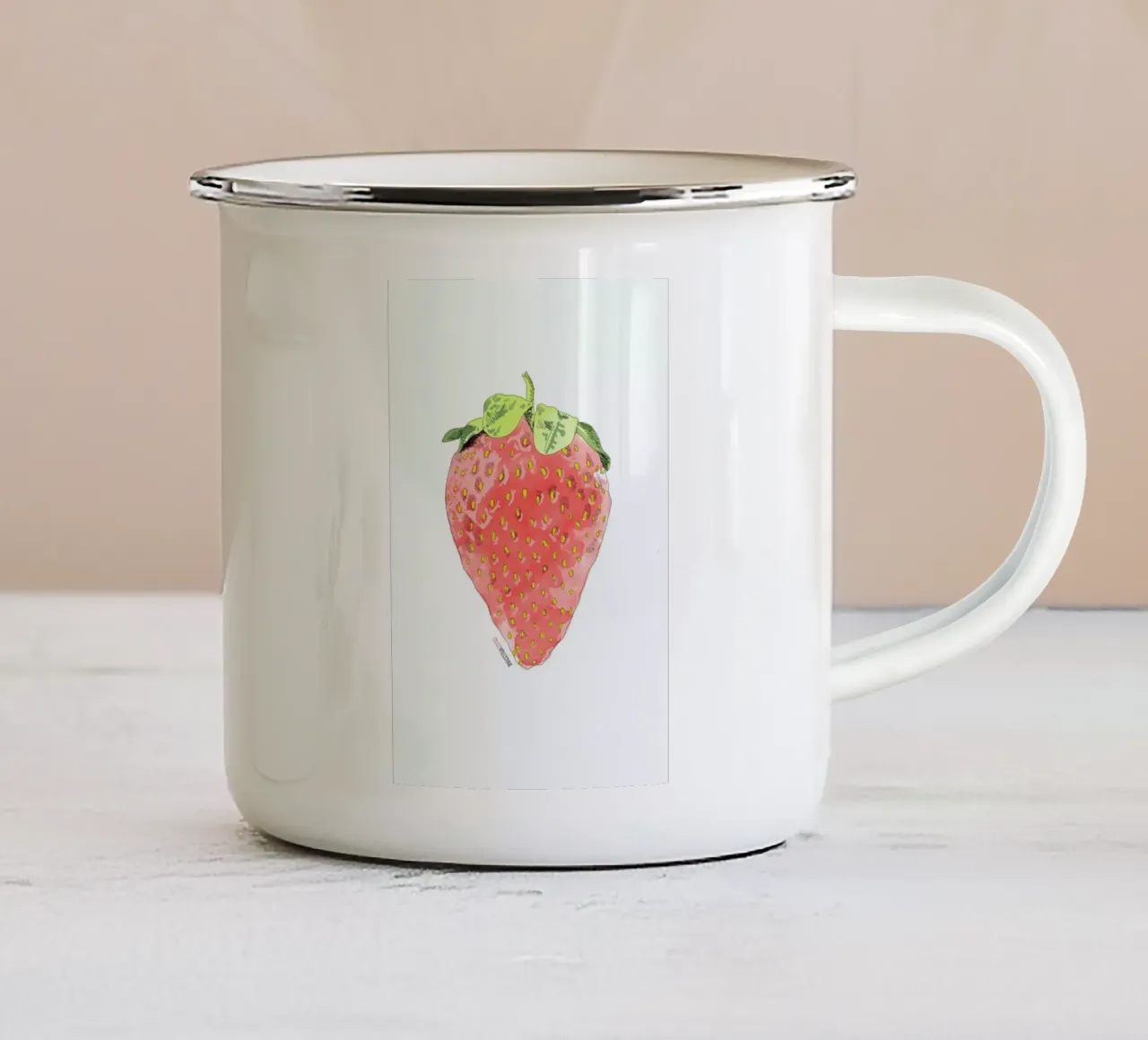 Fraise tazza in smalto da La Belette Rose