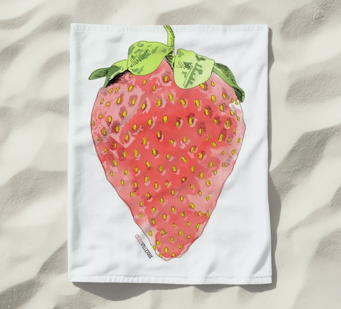 Fraise beach towel by La Belette Rose
