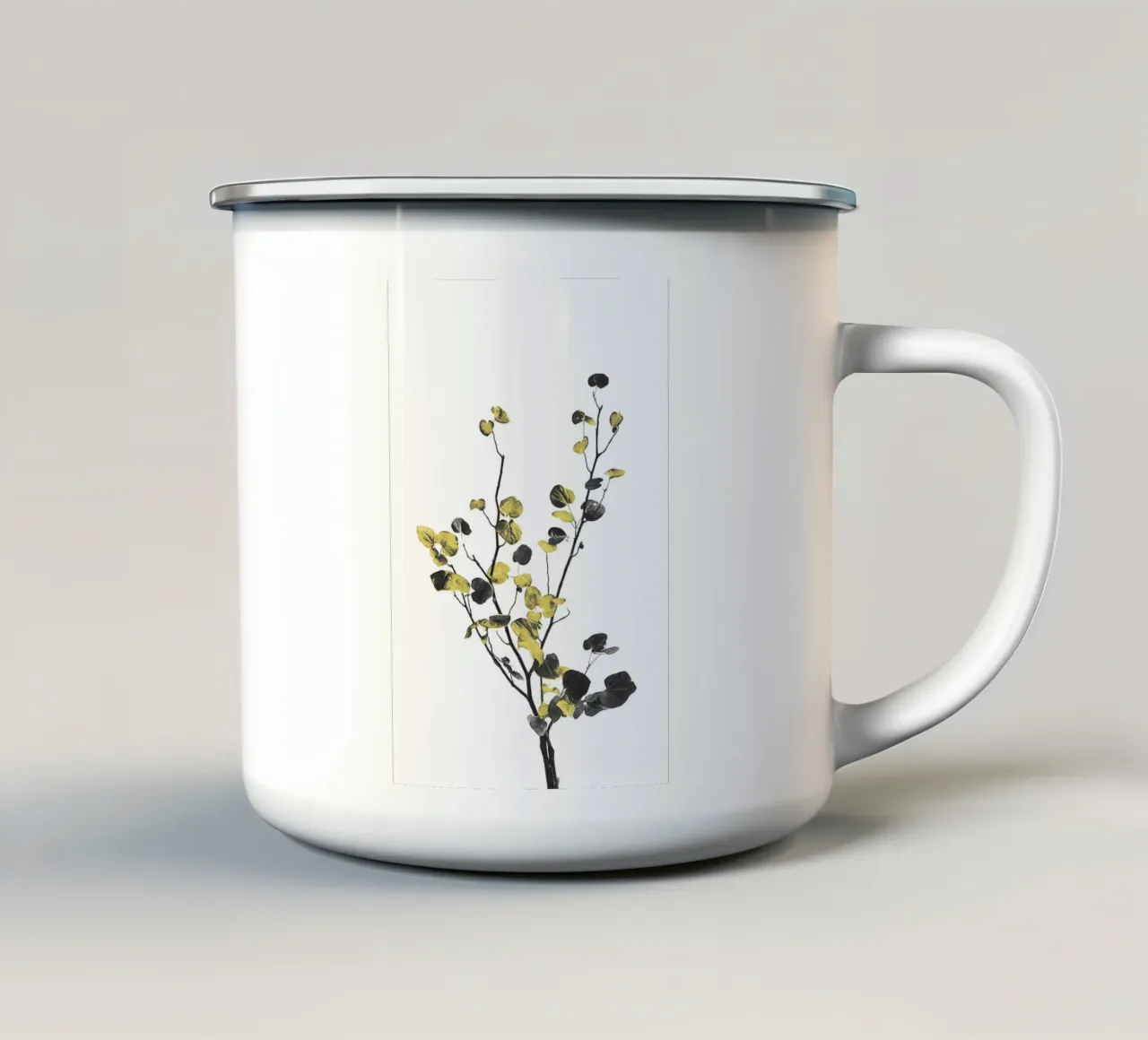 Bloem Minimal Zwart en Goud 07 emaille mok van amini54