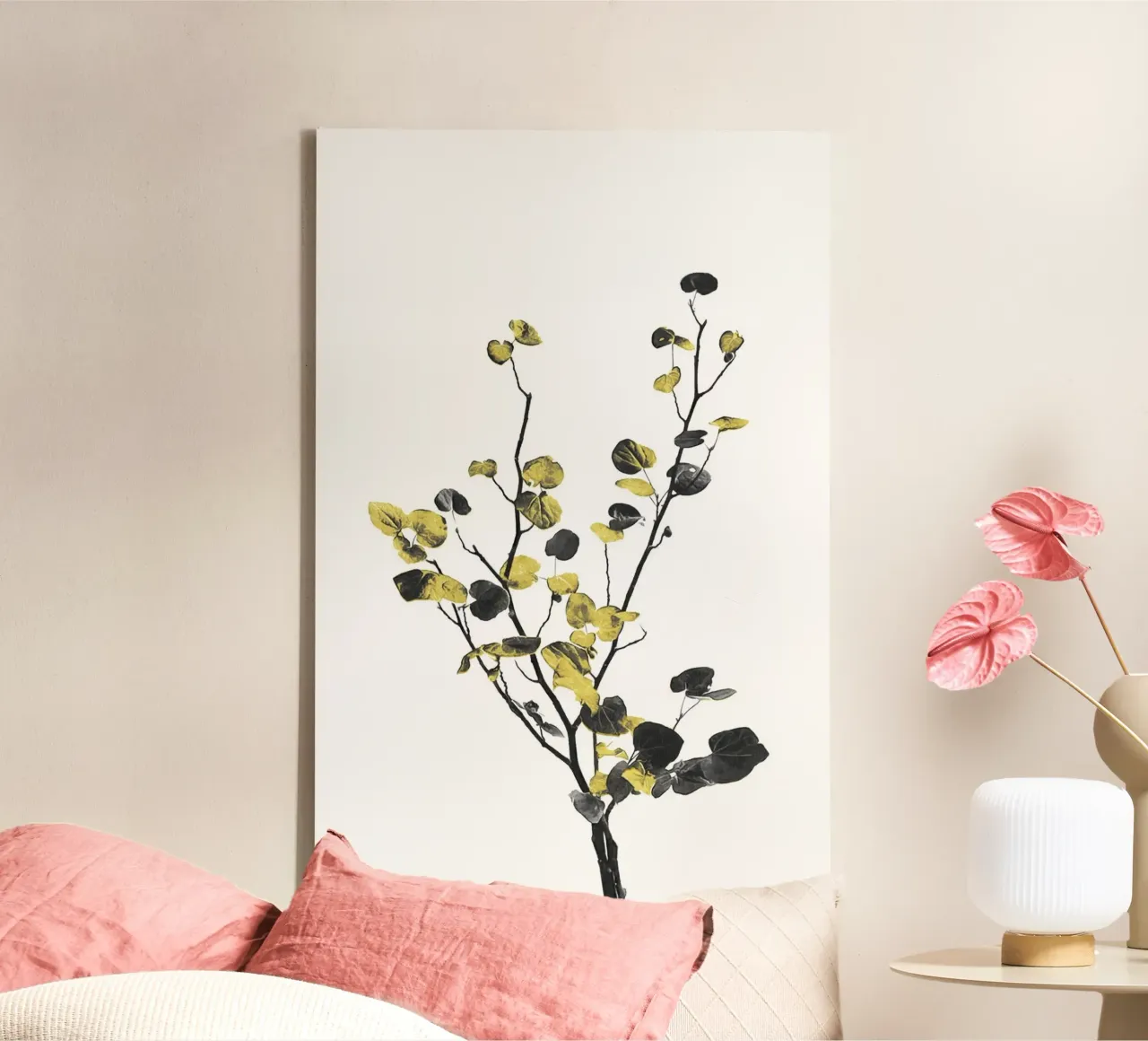 Flower Minimal Black and Gold 07 canvas by amini54