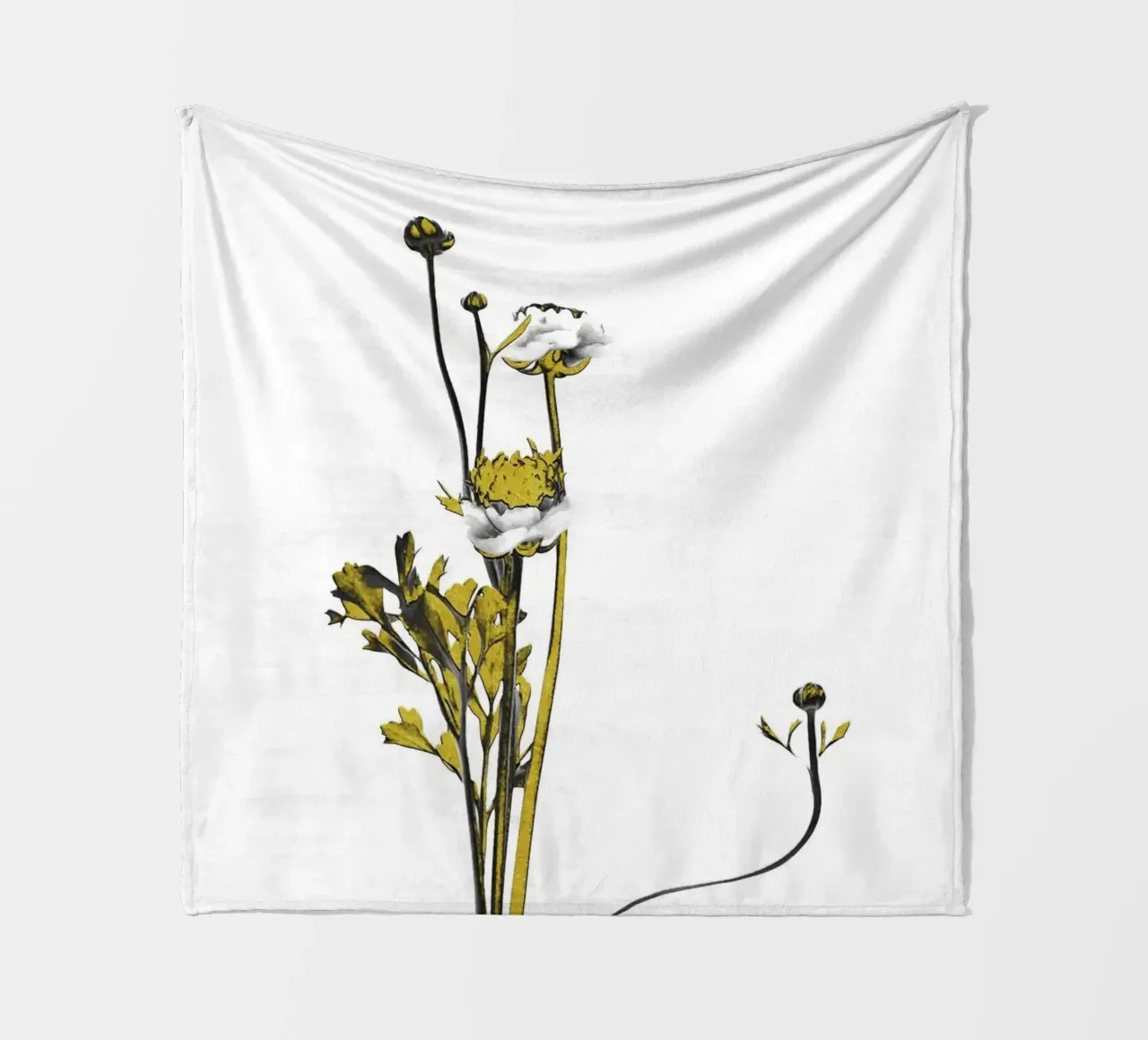 Bloem Minimal Zwart en Goud 08 fleecedeken van amini54