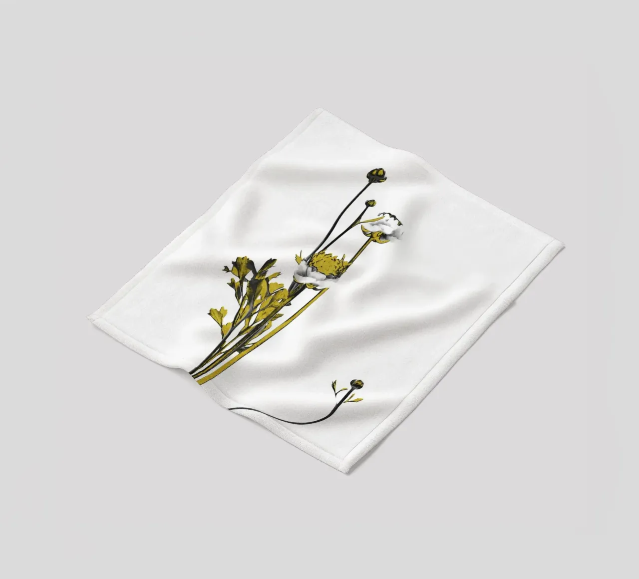 Bloem Minimal Zwart en Goud 08 fleecedeken van amini54