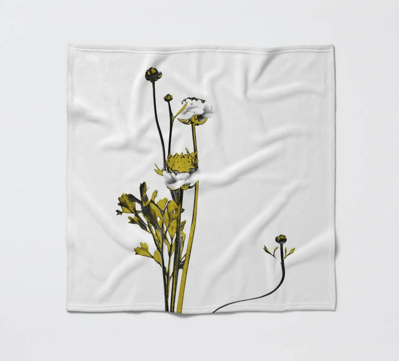 Bloem Minimal Zwart en Goud 08 fleecedeken van amini54