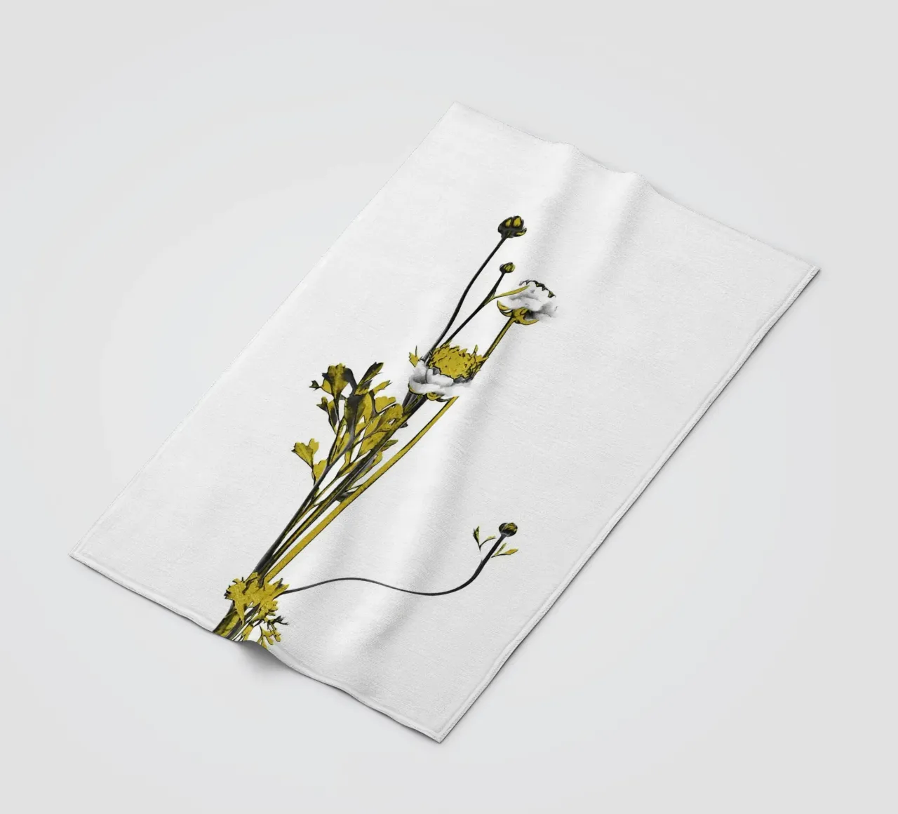 Bloem Minimal Zwart en Goud 08 fleecedeken van amini54
