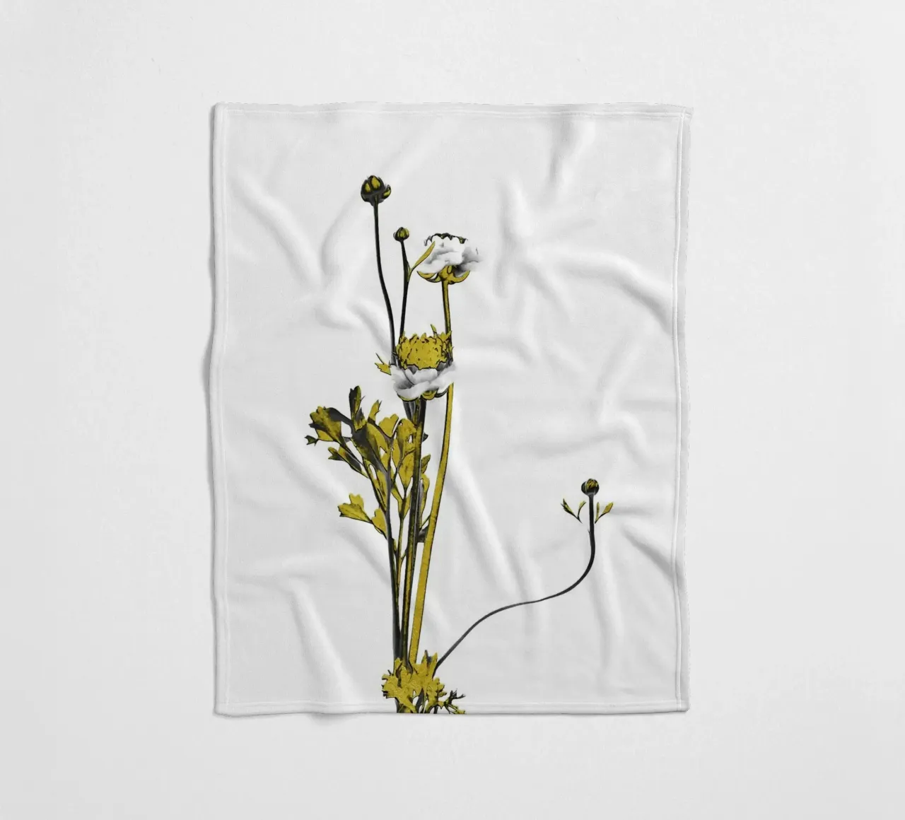 Bloem Minimal Zwart en Goud 08 fleecedeken van amini54