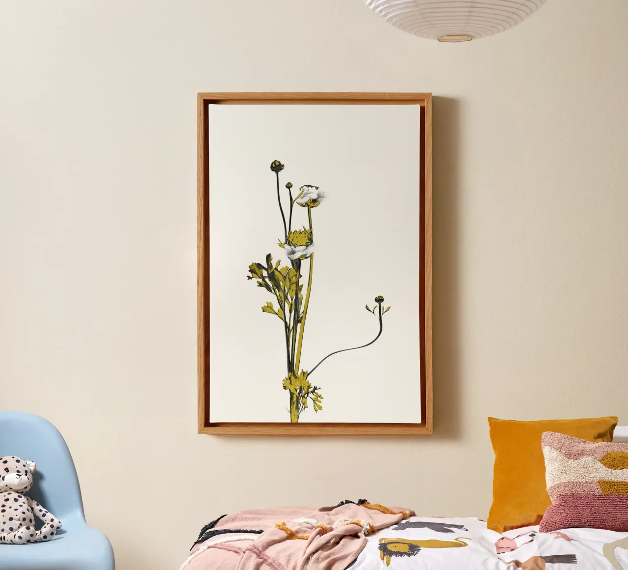 Bloem Minimal Zwart en Goud 08 canvas van amini54