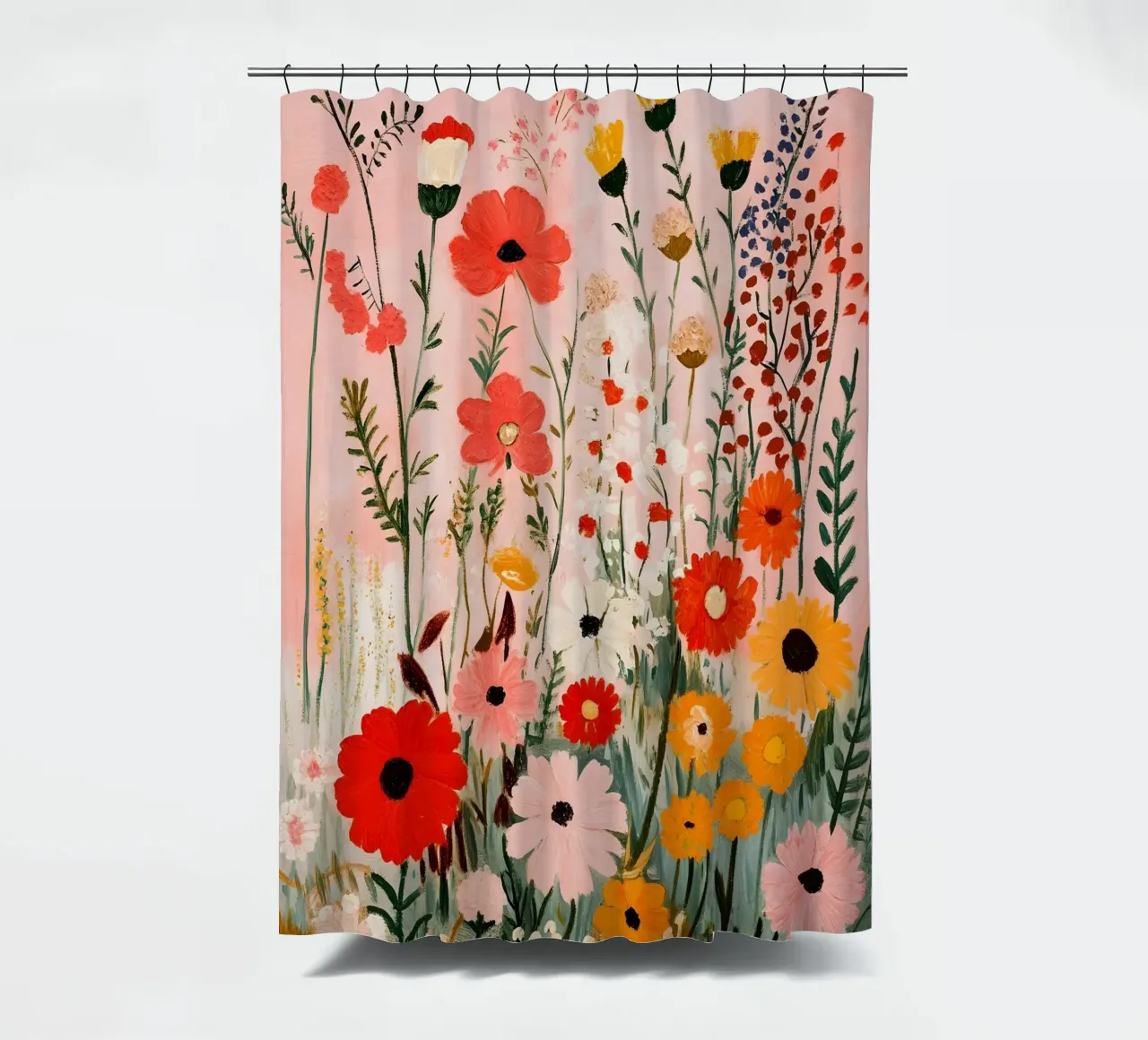 Colorful wildflowers shower curtain by IamHomeStudio