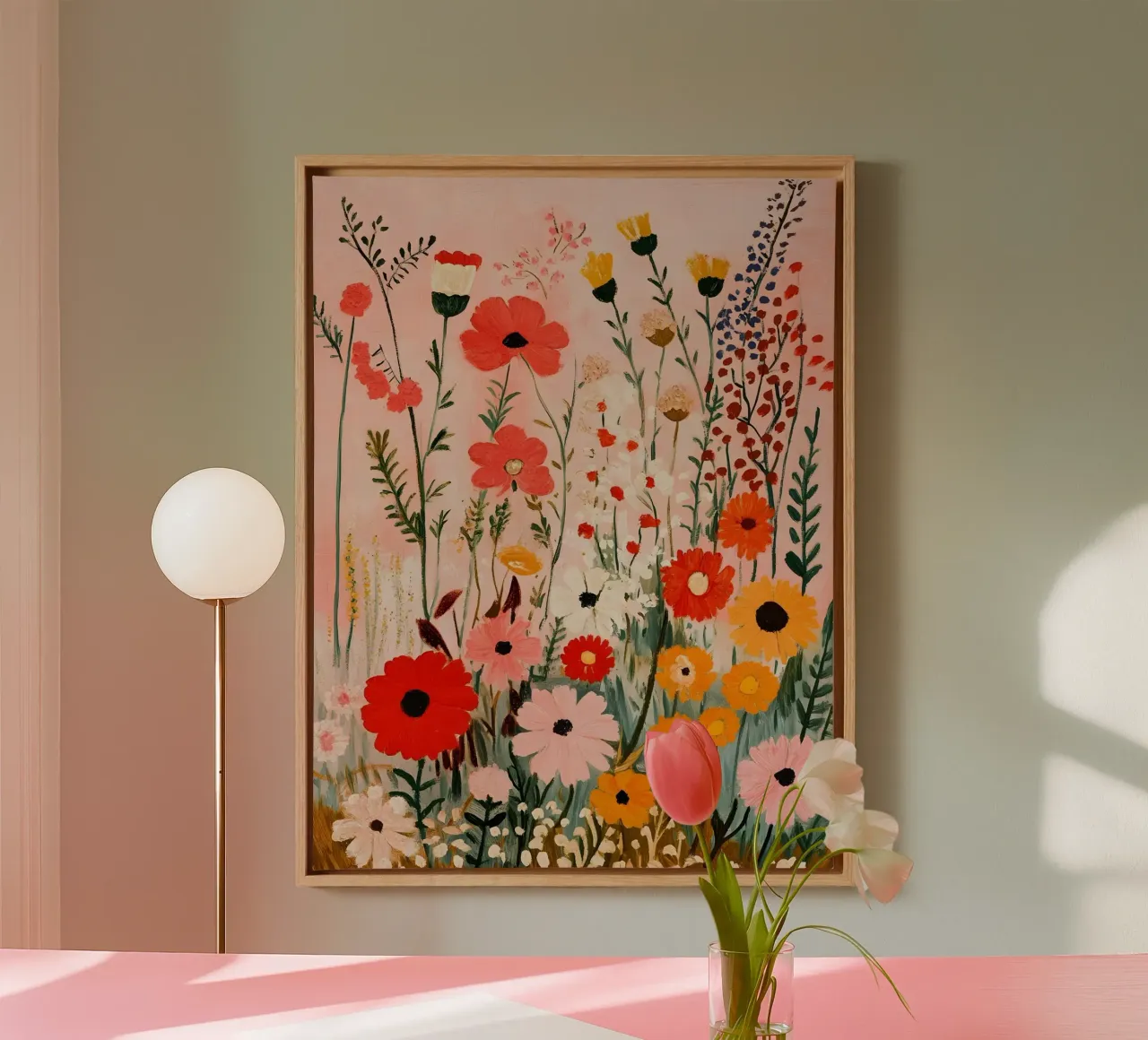 Fiori di campo colorati tela con Cornice a cassetta da IamHomeStudio
