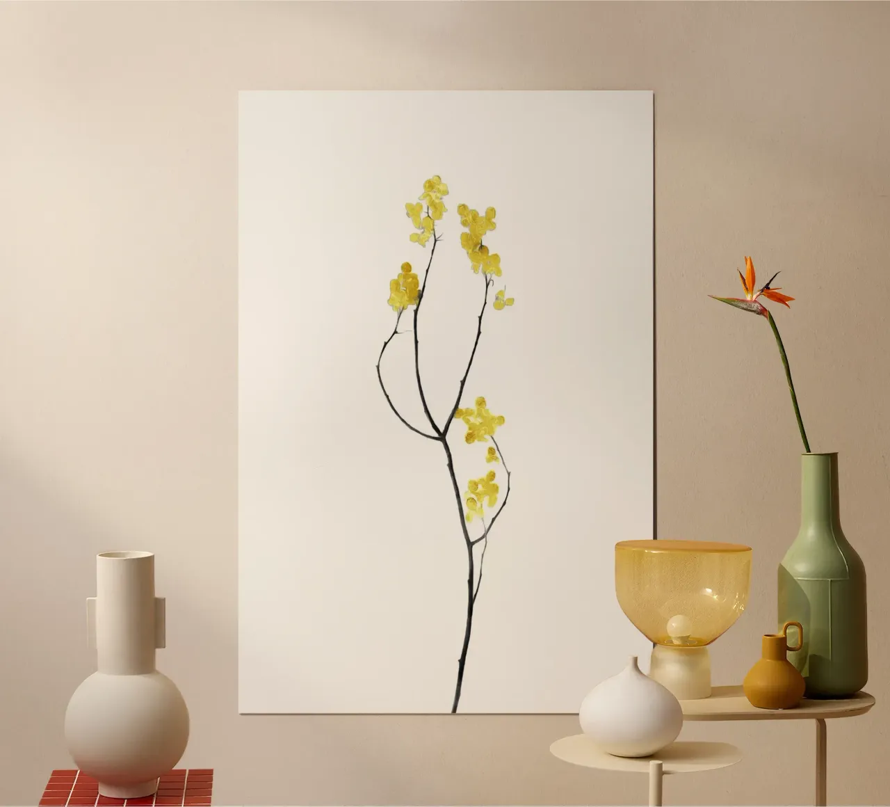 Bloem Minimal Zwart en Goud 09 poster van amini54