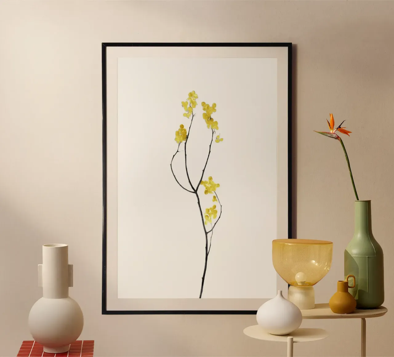 Bloem Minimal Zwart en Goud 09 poster van amini54