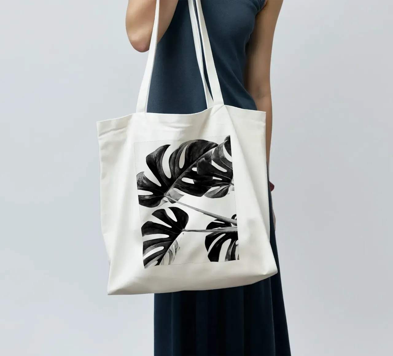 Monstera Bianco e Nero 05 borsa in juta da amini54