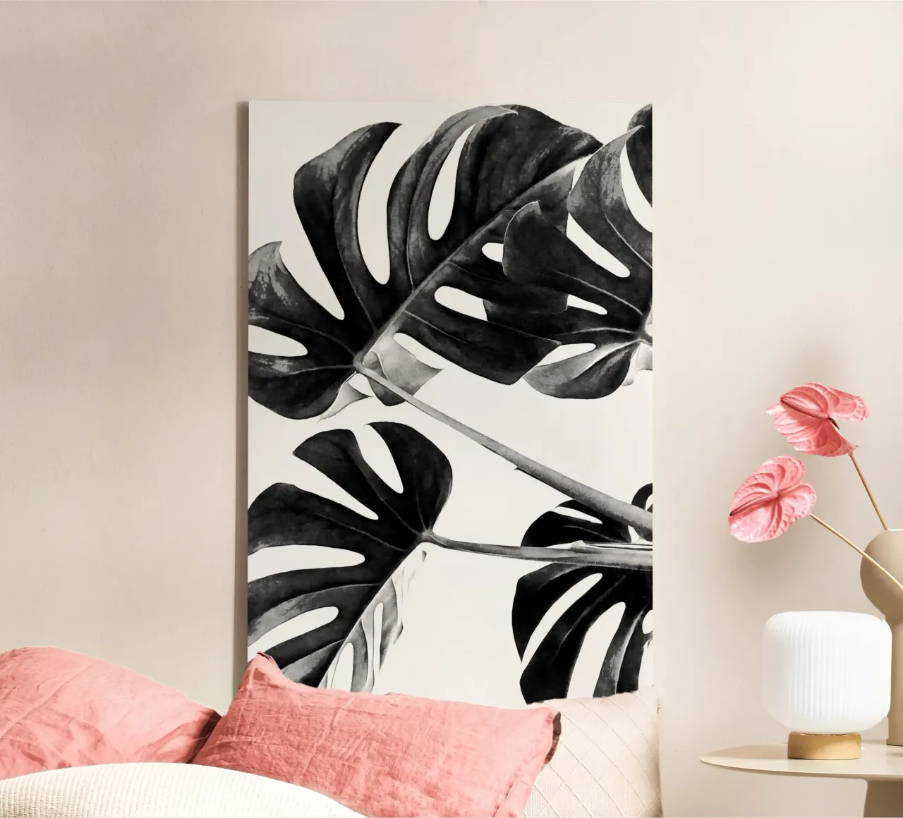 Monstera Black and White 05 canvas by amini54