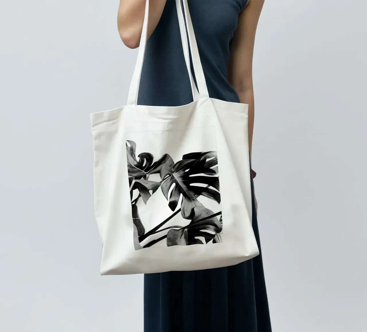 Monstera Black and White 06 tote bag by amini54