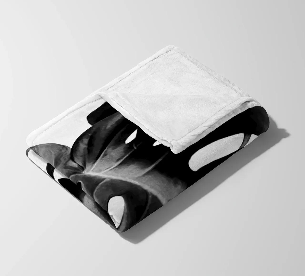 Monstera Bianco e Nero 06 coperta in pile da amini54