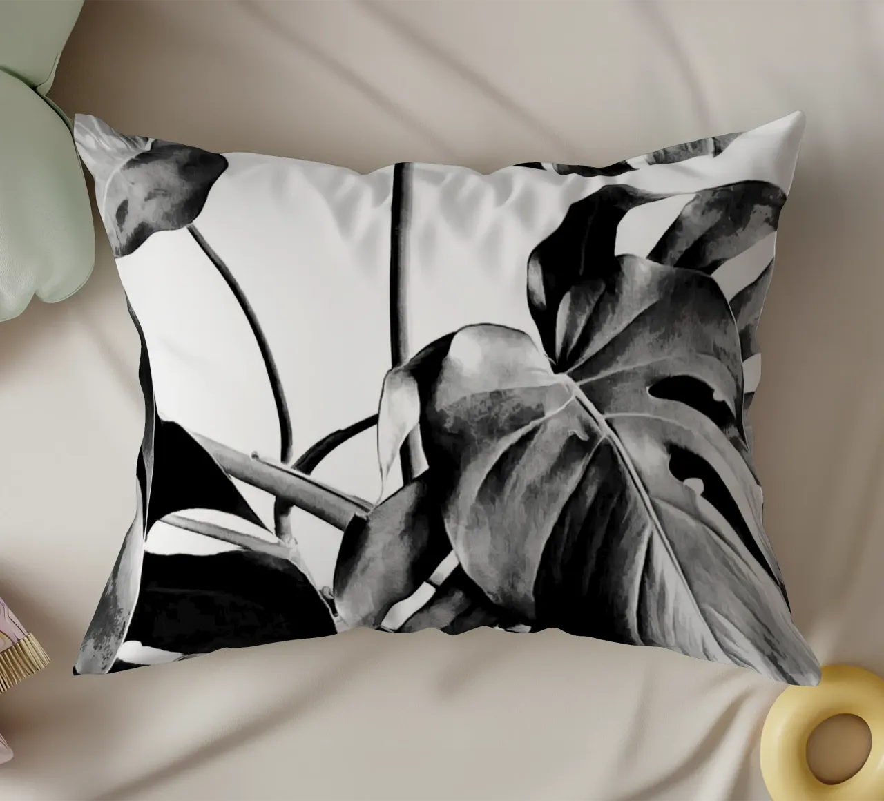 Monstera Bianco e Nero 07 cuscino da amini54