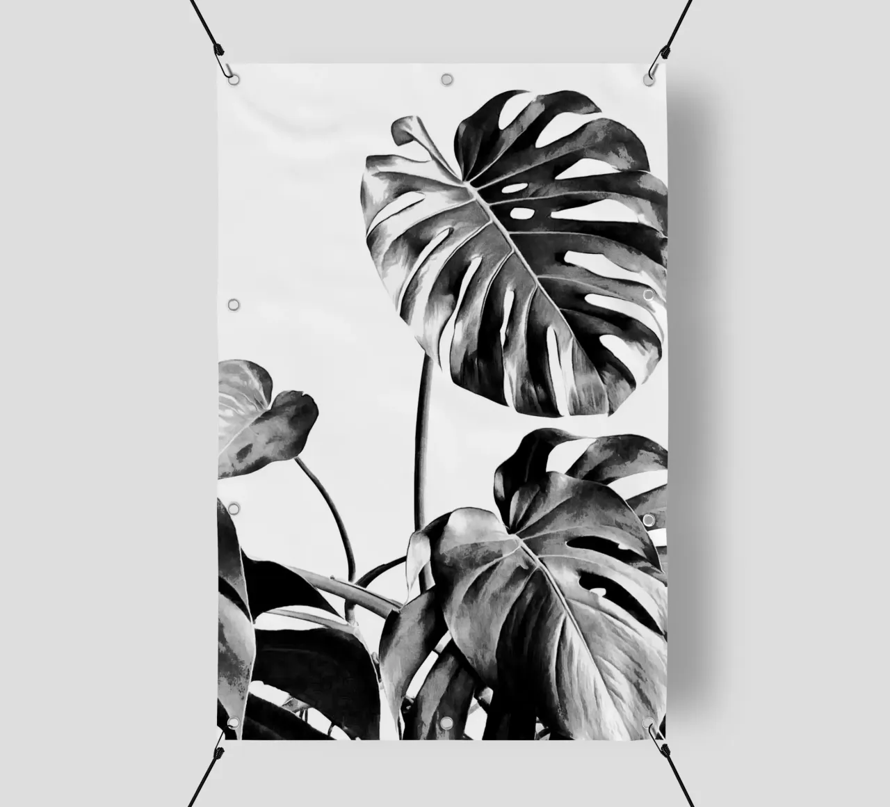 Monstera Bianco e Nero 07 telo in pvc da amini54
