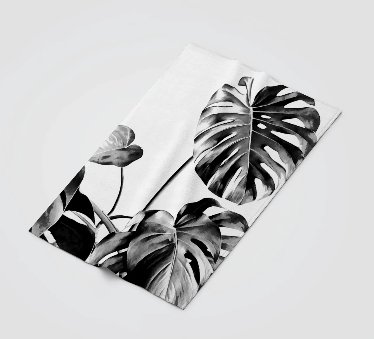 Monstera Bianco e Nero 07 coperta in pile da amini54