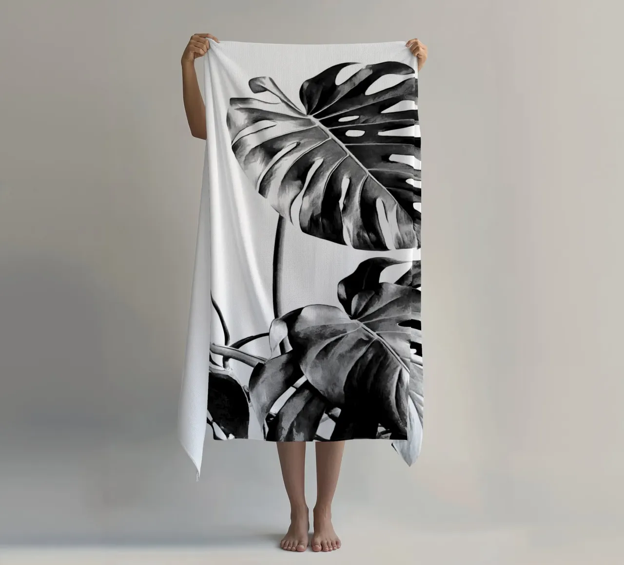 Monstera Bianco e Nero 07 telo mare da amini54