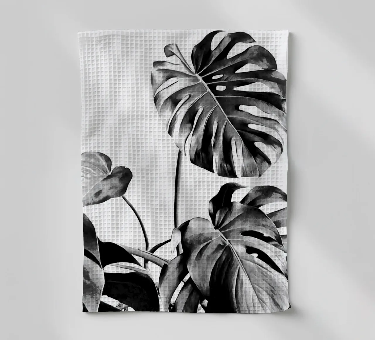Monstera Bianco e Nero 07 canovaccio da cucina da amini54