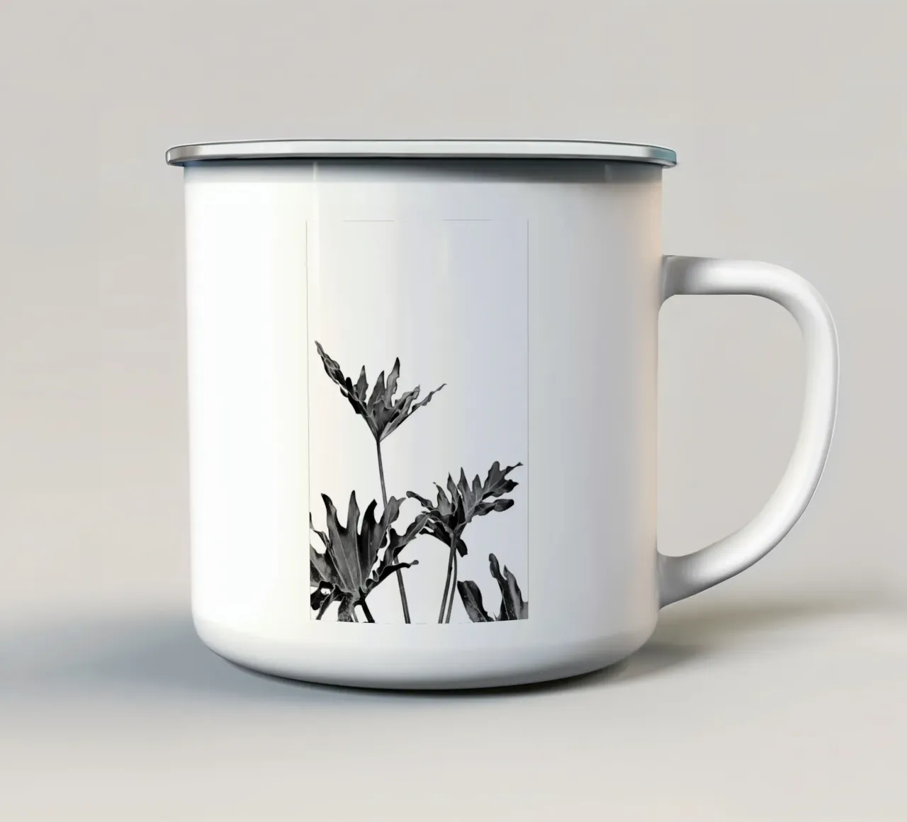 Monstera Bianco e Nero 08 tazza in smalto da amini54