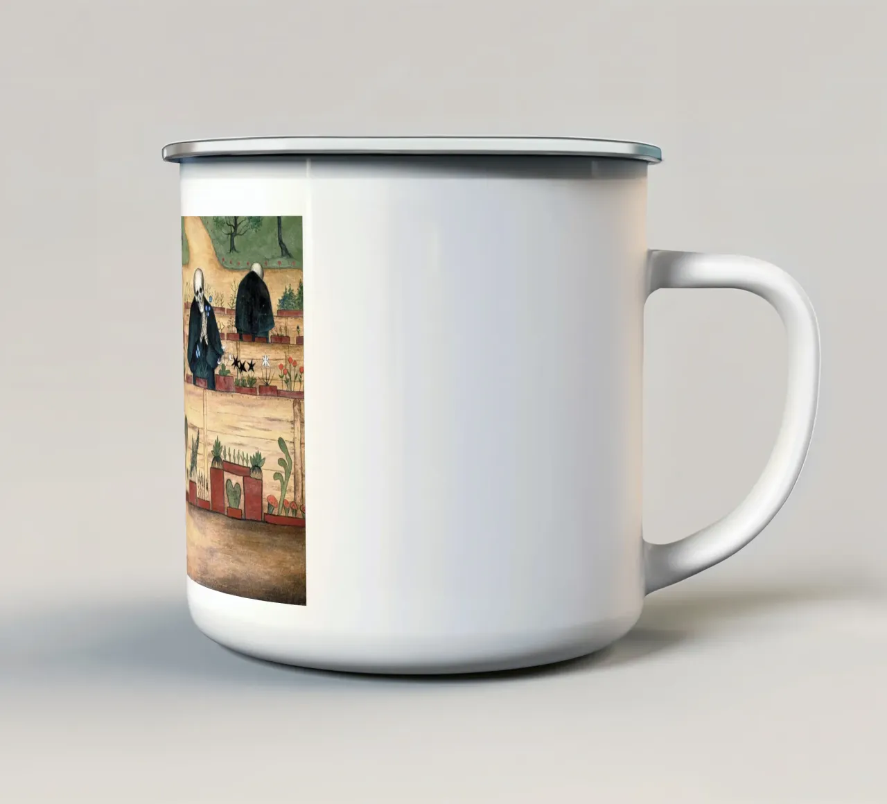 Hugo Simberg come affresco - Il giardino della morte 1896 tazza in smalto da Timeless Artworks